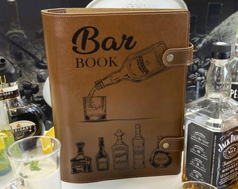 The Bar Book Recipe Book Personalized Custom Recipe book Blank Recipe Book Leather Bar Book Gift for him Blank Cocktail Notebook Father Gift