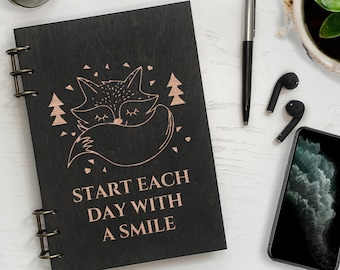 Personalized Engraved Wood Journal, Custom Notebook, Travel Planner