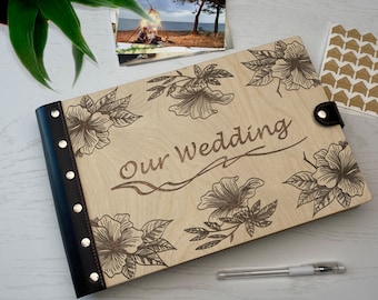 Custom Wood Wedding Album Personalized Photo Album Fantastic Gifts for Her and Him Family Memory Book