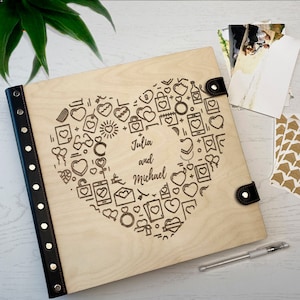 Personalized Family Photo Album Wood Photo Album Custom Photo Album Birthday Gift for Mom Housewarming Gift for Wife Christmas Family Gift