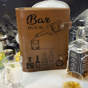 The Bar Book Recipe Book Personalized Custom Recipe book Blank Recipe Book Leather Bar Book Gift for him Blank Cocktail Notebook Father Gift