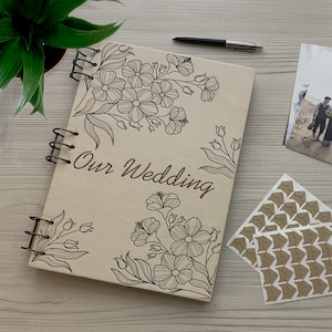 Personalized Wedding Photo Book Engraved Wood Photo Album Engagement Gift for Couple Custom Album  Wedding Gift
