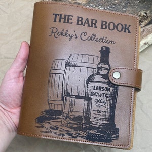 Custom Leather Cocktail Recipe Book Bartender Gift Bar Recipe Book Gift for him Blank Cocktail Notebook Bar Book Father Gift