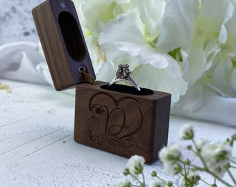Personalized Engagement Ring Box, Heart Wooden Ring Box for Proposal, Engraved Ring Box for Engagement Proposal, Customized Ring Box