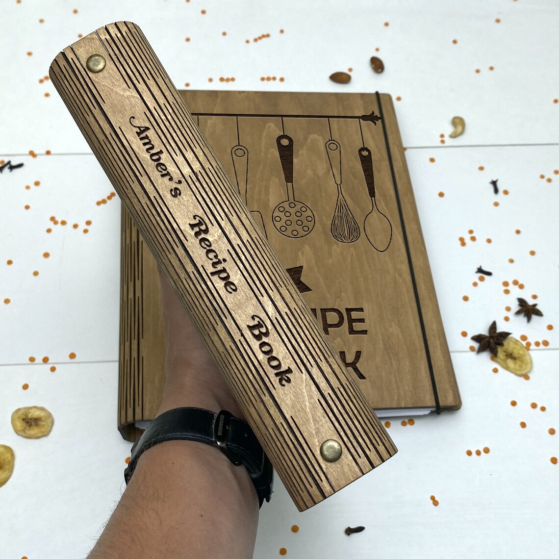 Personalized Wooden Recipe Book Binder Mothers Gift From Etsy