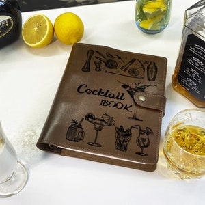 Bartender Gift Bar Recipe Book, Personalized mixology cocktail recipe book, Gift for him Blank Cocktail Notebook Father Gift Recipe Book Bar