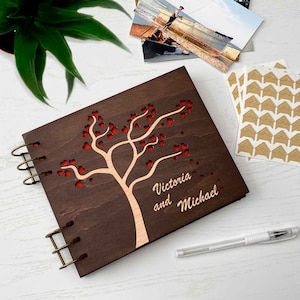 Wooden Photo Book Personalized Scrap Book Wedding Book Anniversary Gift for Her Wife Birthday Gift Husband Anniversary Gifts Photo Album