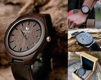 Reloj de madera personalizado Reloj grabado personalizado Reloj de novios Regalo para el esposo, Regalo del día del padre, Regalo del 1er aniversario, Regalo del 5er aniversario