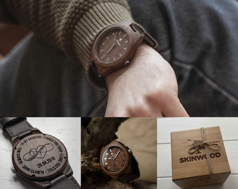 Anniversary Gift for Him, Personalized Watch, Engraved Watch, Wooden Watch, Groomsmen Watch, Fathers Day Gift, Mens Watch, Gift for Dad