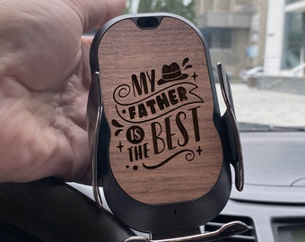 Wooden Air Vent Wireless Charger Car Phone Holder | Personalized Gift for Boyfriend
