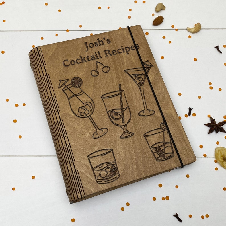 Livre de recettes de cocktails Barman Bar cadeau Livre de recettes Cadeau pour lui Carnet de recettes Vierge Carnet de recettes Bar Livre Père Livre de recettes cadeau Bar image 4