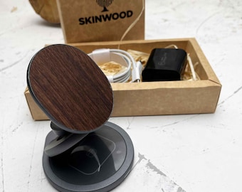 3 In 1 Wireless Charger, Practical Wood Desktop charger fast charges iPhone, AirPods, and Apple Watch. Compatible with MagSafe iPhone