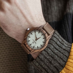 Wood Watch Skinwood Zebra Engraved Wooden Watches for Men Best Watch Wood Personalized Gift Fathers Day Gift Engraved Wood Watch for Son