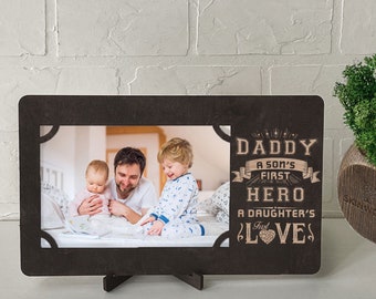 Personalized Fathers Day Gift Custom Wood Photo Picture Frame Father picture frame Engraved photo frame home decor wall decor 5x7 frame