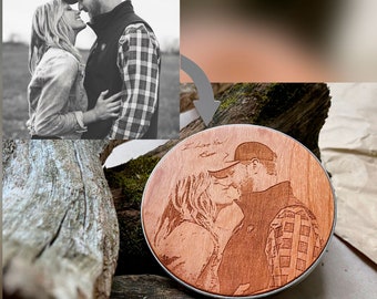 Wood Wireless Charger by SkinWood Custom engraving Photo Docking Station tech accessories Wedding Gift Anniversary Custom Charger Gift