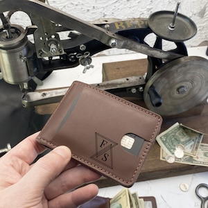 Minimalist  Wallet | Leather Wallet | Bifold Leather Wallet with Money Clip | Front Pocket Wallet w Money Clip