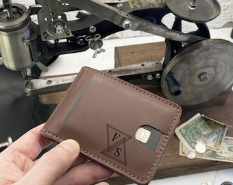 Minimalist  Wallet | Leather Wallet | Bifold Leather Wallet with Money Clip | Front Pocket Wallet w Money Clip