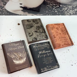 Personalized Wooden Recipe Book Binder | Custom Cookbook Journal Notebook | Valentine&#39;s Day, Bridal Shower Birthday Gift for Mom or Daughter