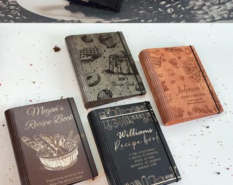 Personalized Wooden Recipe Book Binder | Custom Cookbook Journal Notebook | Valentine's Day, Bridal Shower Birthday Gift for Mom or Daughter