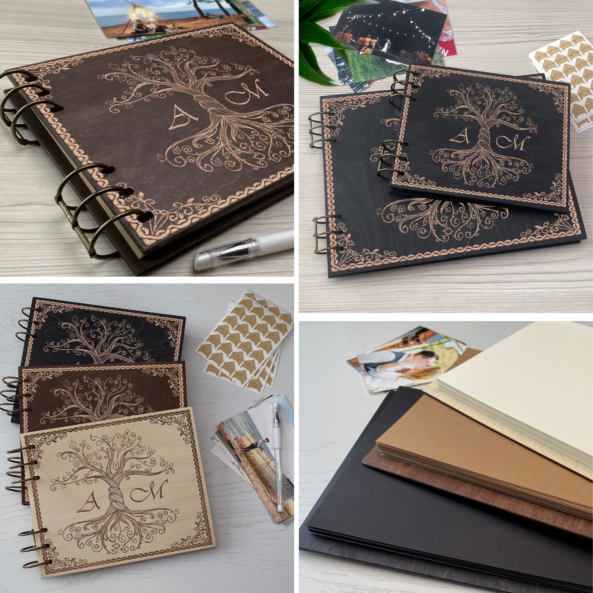 Album Fotografico Familiare Personalizzato In Legno Inciso Con Nome A4 WPAL-9 - Foto 4