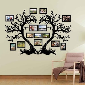 Photo Tree Frame Wooden Family Tree With Photo Frames, Family Tree Art, Large Tree of ...