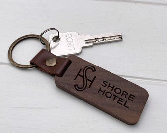 Personalized Engraved Key Fob for Hotel B&B - Custom Name, Room Number, Logo