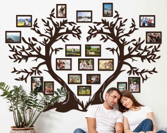 Personalized 3D Family Tree Art with Wooden Photo Frames - Spring Home Décor, Personalized Gifts for Couple, Home Gift