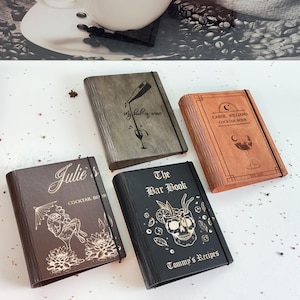 Personalized Cocktail Recipe Book | Wooden Eco-Friendly Mixology Binder | Gift for Bartender or Home Bar