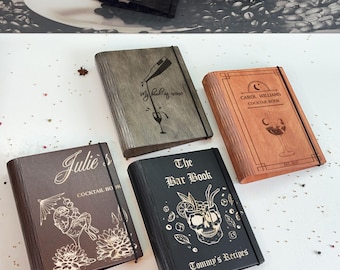 Personalized Cocktail Recipe Book | Wooden Eco-Friendly Mixology Binder | Gift for Bartender or Home Bar