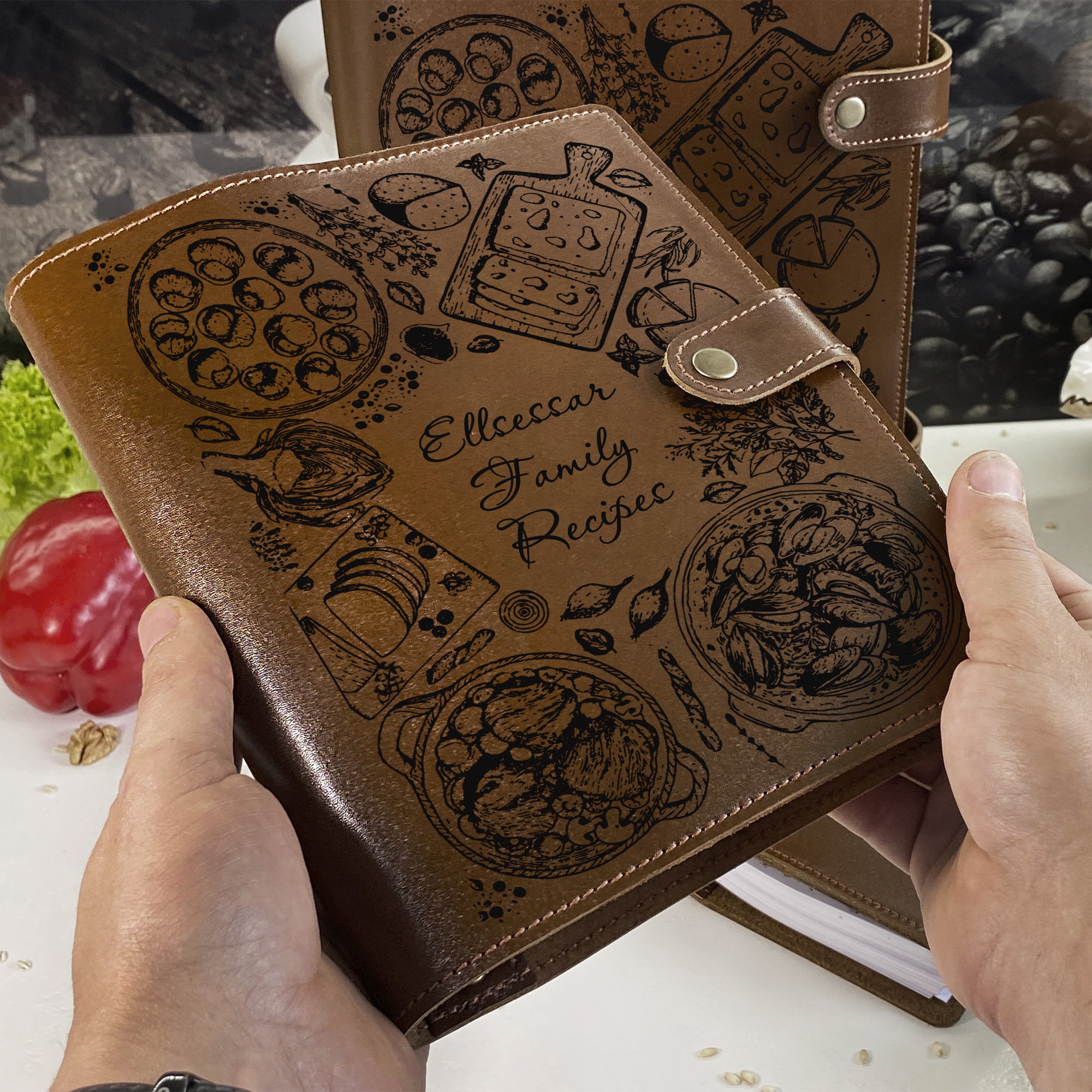 Personalized Recipe Book Blank Binder Bridesmaid Gifts Leather Cookbook For Mom Her Mothers Day Blank Book Custom Food Journal Notebook