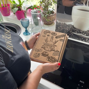 Personalized Bakery Recipe Book Custom Cookbook Wooden Recipe Binder Grandma Mothers Day Gift Recipe Journal Cover Gift for Girlfriend