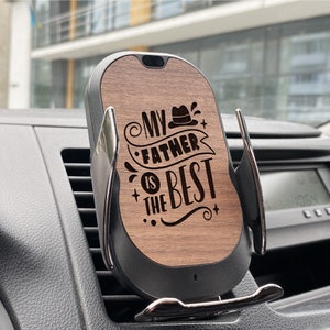 Wooden Air Vent Wireless Charger Car Phone Holder | Personalized Gift for Boyfriend