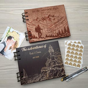 Our Adventure Book – Personalized Travel Photo Album with Mountains, Wedding Guest Book, Scrapbook Journal, Sketchbook Gift