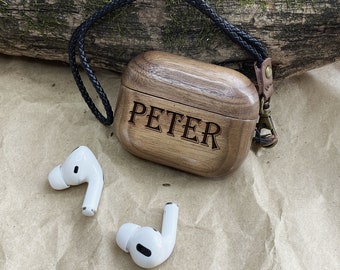 Wooden AirPods Case headphone case personalized engraved gifts custom airpod pro birthday gift fathers day gift Minimalist AirPods Case