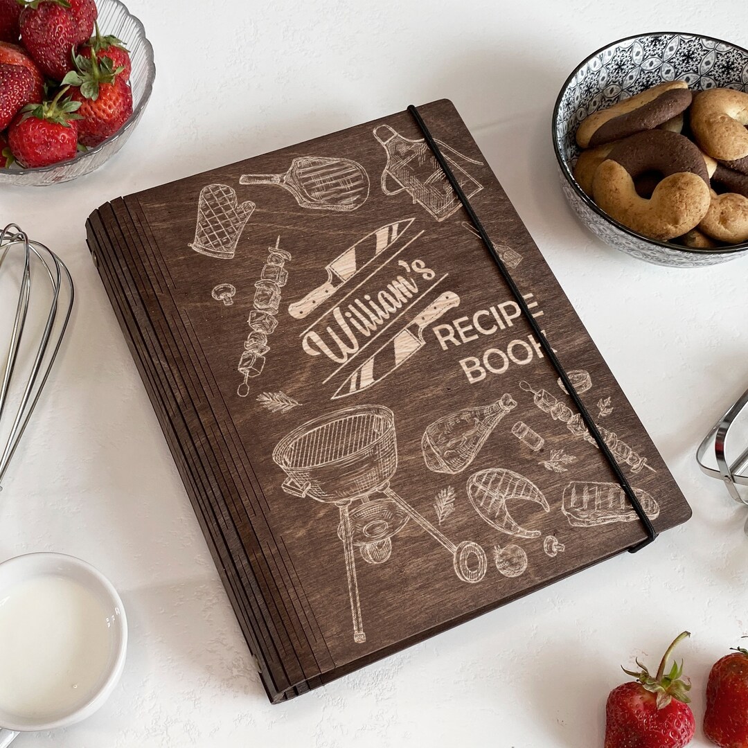 BBQ Recipe Book Wooden Recipe Book Personalized Barbecue Book Personalized Cookbook Personalized