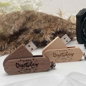 Personalized wooden memory USB flash drive, Wooden gifts for husband him her, Flash Drive – 8, 16, 32, 64 and 128 Gb Fathers day gift