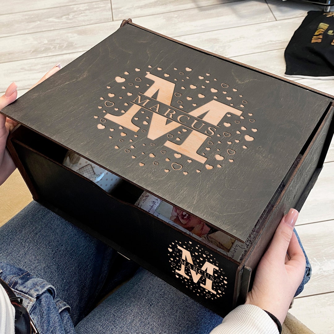 Personalized Wooden Memory Box, Custom Keepsake Box, Anniversary Gift ...