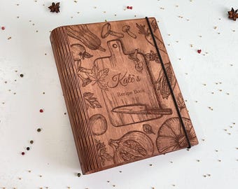 Eco-Friendly Wooden Recipe Book | Personalized Cookbook Binder | Blank Heirloom Journal | Gift for Foodies