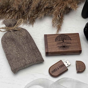 Personalized USB Flash Drive, Custom Memory USB, Wedding Photography or Video Usb Stick, Wood USB flash drive engraved with logo or text