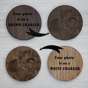 Laser Etched Wireless Charger Personalized With office accessories Custom Text Custom photo gift Real Walnut Wood Father's Day Gift for mom image 9