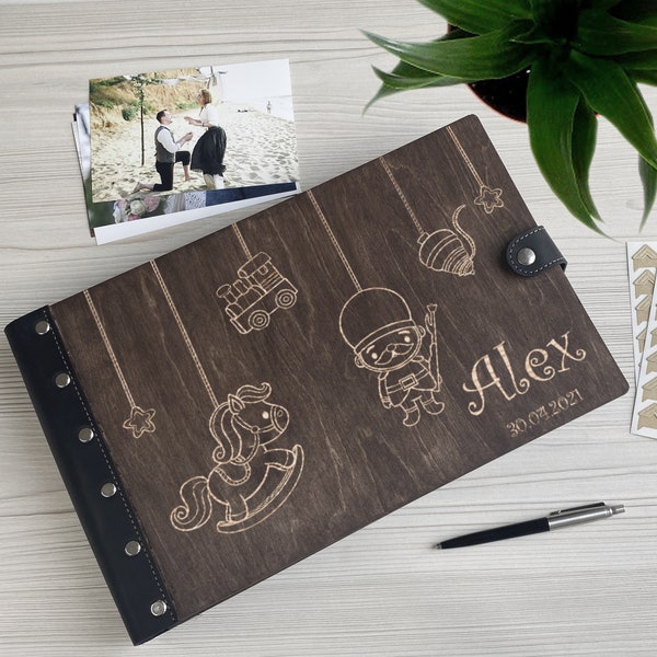 Personalized Photo Albums for Children Personalized Memory Book Baby Shower New Baby Gift Idea Birth First Communion Wooden Photo Album