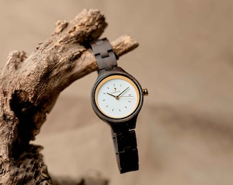 Reloj de madera mujer, regalo personalizado grabado gratis y caja de madera de regalo gratis, regalo de San Valentín, reloj de señora, reloj de pulsera, reloj personalizado