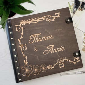 Wooden Photo Book Personalized Scrap Book Wedding Book Anniversary Gift for Her Wife Birthday Gift Husband Anniversary Gifts Photo Album