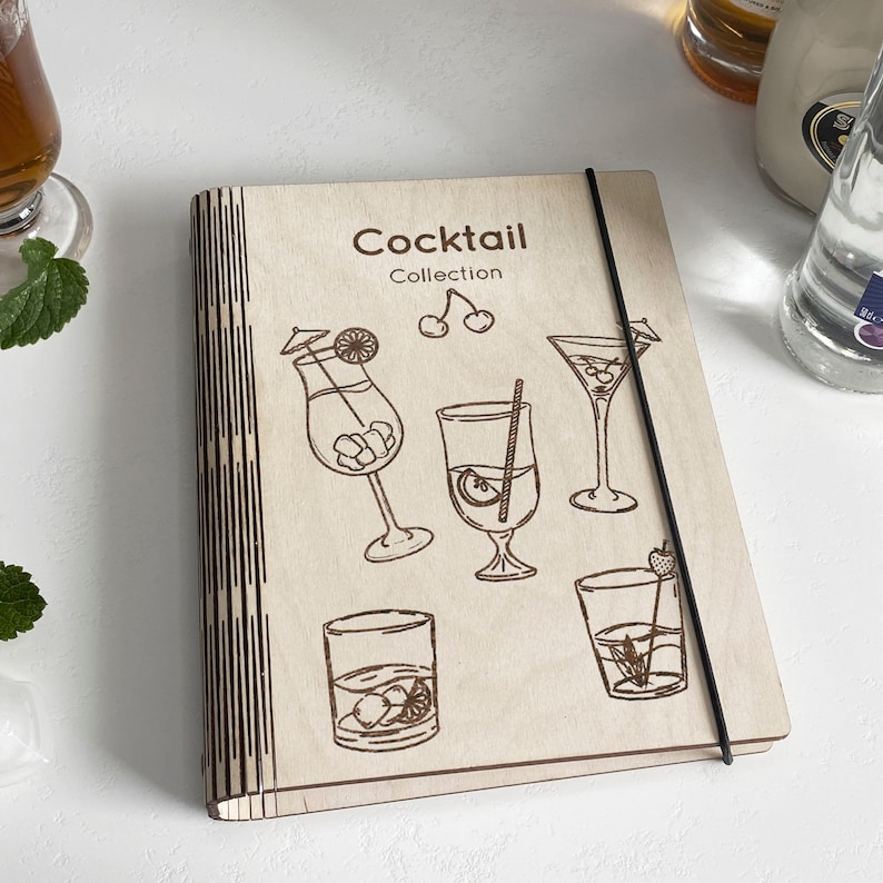 Livre de recettes de cocktails Barman Bar cadeau Livre de recettes Cadeau pour lui Carnet de recettes Vierge Carnet de recettes Bar Livre Père Livre de recettes cadeau Bar image 3