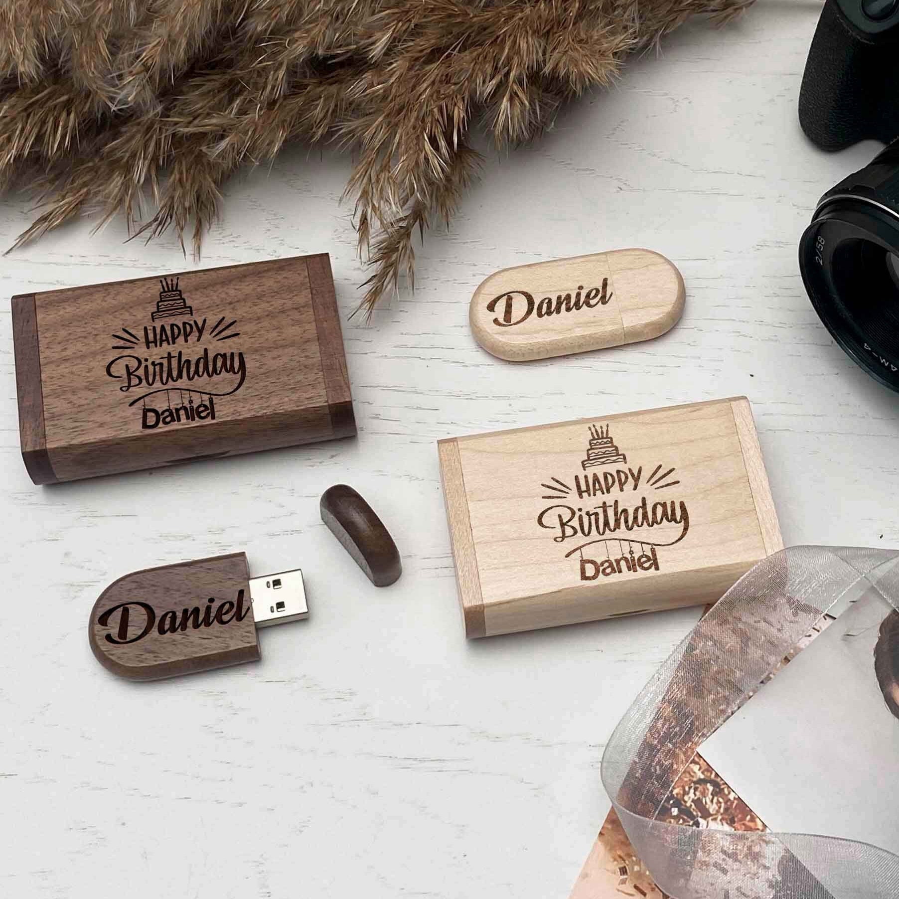 Personalized USB Flash Drive and Custom Wooden Memory Box, Wooden Gifts for  Husband Him Her, Flash Drive – 8, 16, 32, 64 and 128 Gb - Etsy, image size:1804x1804