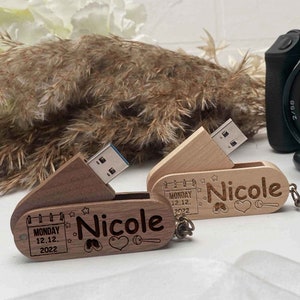 Custom Wooden USB Flash Memory for Baby Baptism Photo Storage, Family Photo Storage, Gift for Him and Her