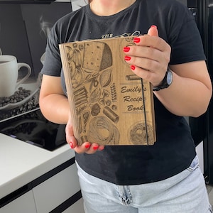 Personalized CookBook Personalized Gift Recipe Book Wooden Recipe Journal Mother's Day Present for Mom Daughter Gift Recipe Book Binder