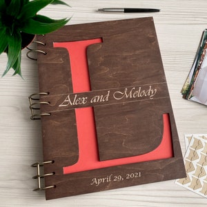 Engraved Wood Photo Album Engagement Gift for Couple Custom Album  Wedding Gift Personalized Wedding Photo Book