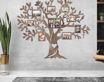 Family Tree With Photos - Stunning Tree Wood Wall Art for Your Living Room Décor