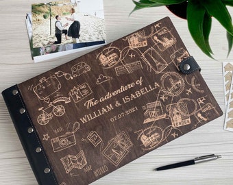 Travel Scrapbook Album Gift for Couple Destination Wedding Gift Adventure Book Anniversary Gift custom photo album 1st anniversary gift